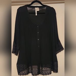 Forgotten Grace brand, black blouse, size 2x